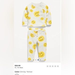 Unisex Crew-Neck Pocket Sweatshirt and Sweatpants Set for Baby